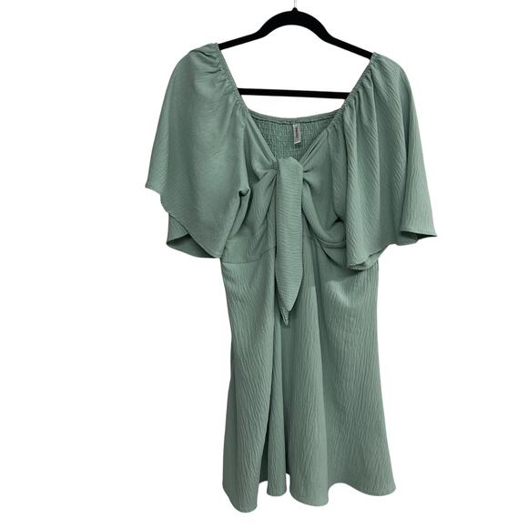 Romantic flutter sleeve midi dress Dokotoo sage green XL - Picture 1 of 8